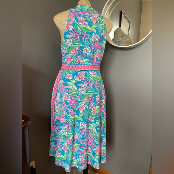 Lilly Pulitzer Clancie Knee length Wrap Dress Turquoise Size Large - Picture 6 of 15